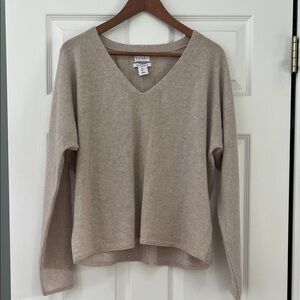 Nicole Miller Cashmere Oatmeal V-Neck Sweater